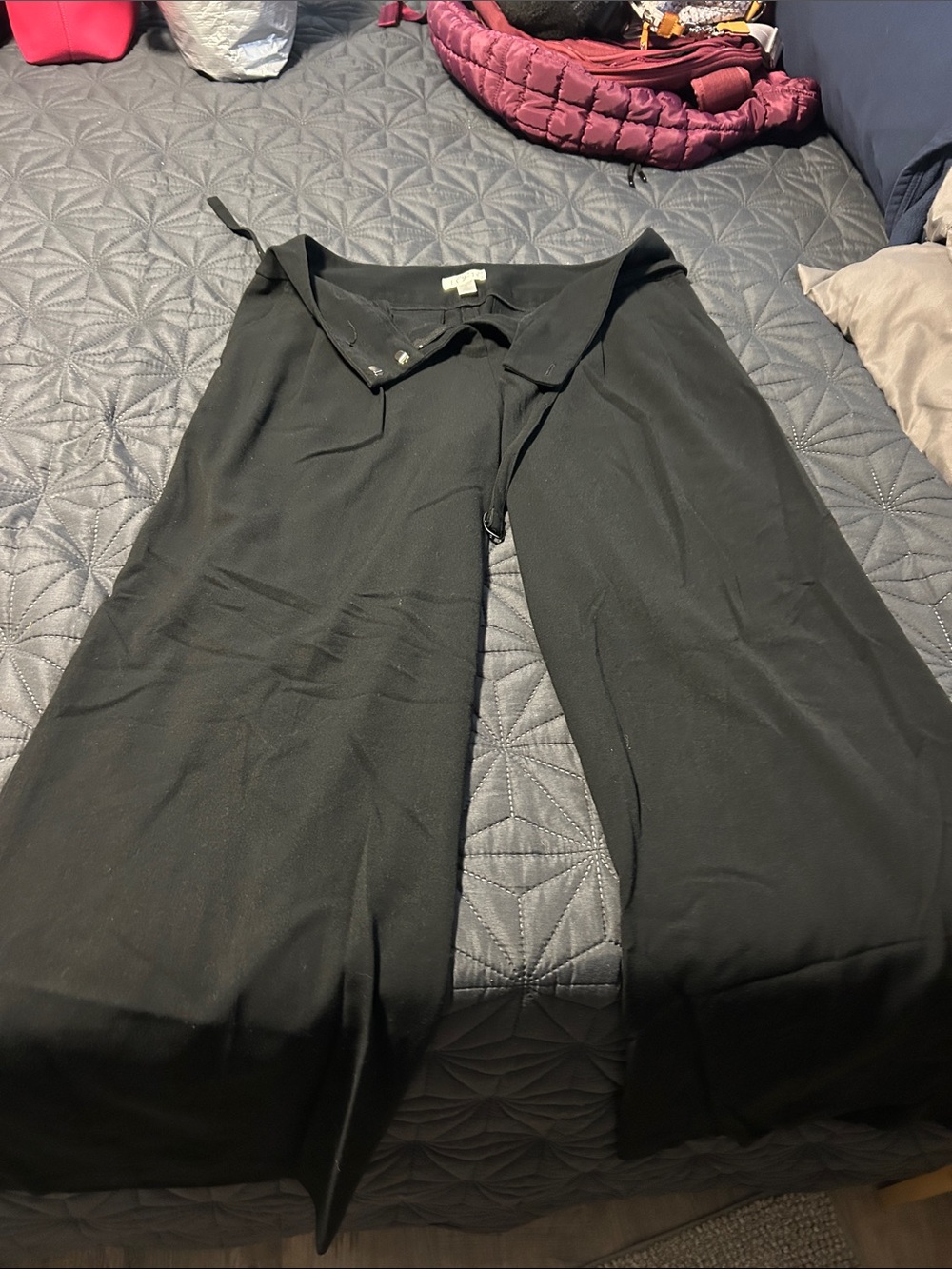 Black Wide-Leg Pull-On Pants